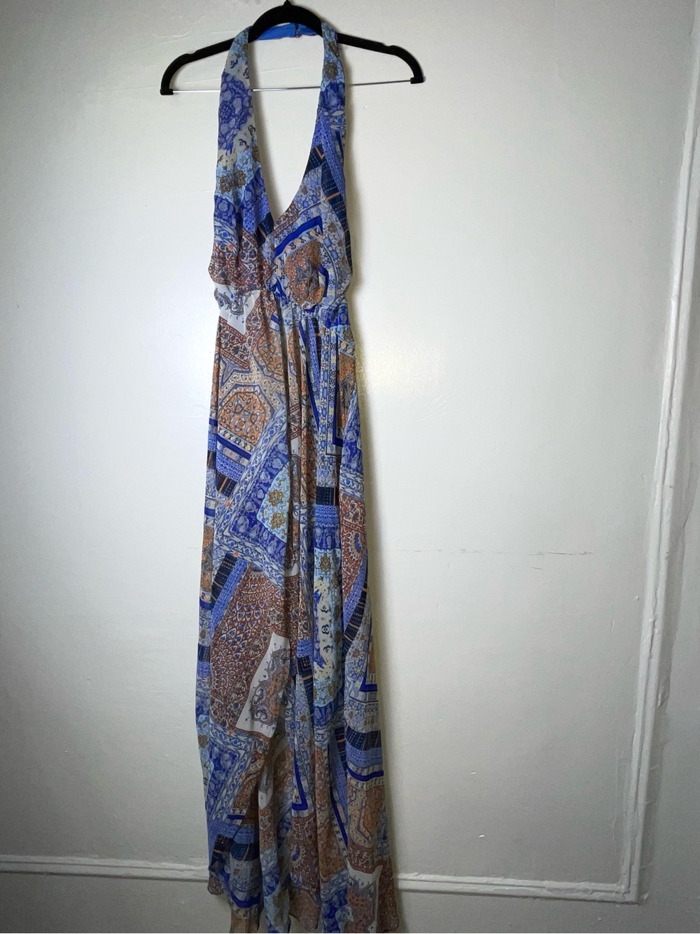 The Clothing Company Blue Paisley Halter Maxi Dress